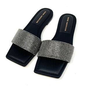 Good American Crystal Crush Standout Slide Black Size 8.5 GA126KD-X